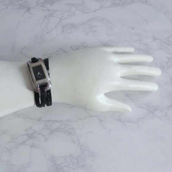 Silver and Black Wrap Around Wrist Watch - Picture 2 of 6
